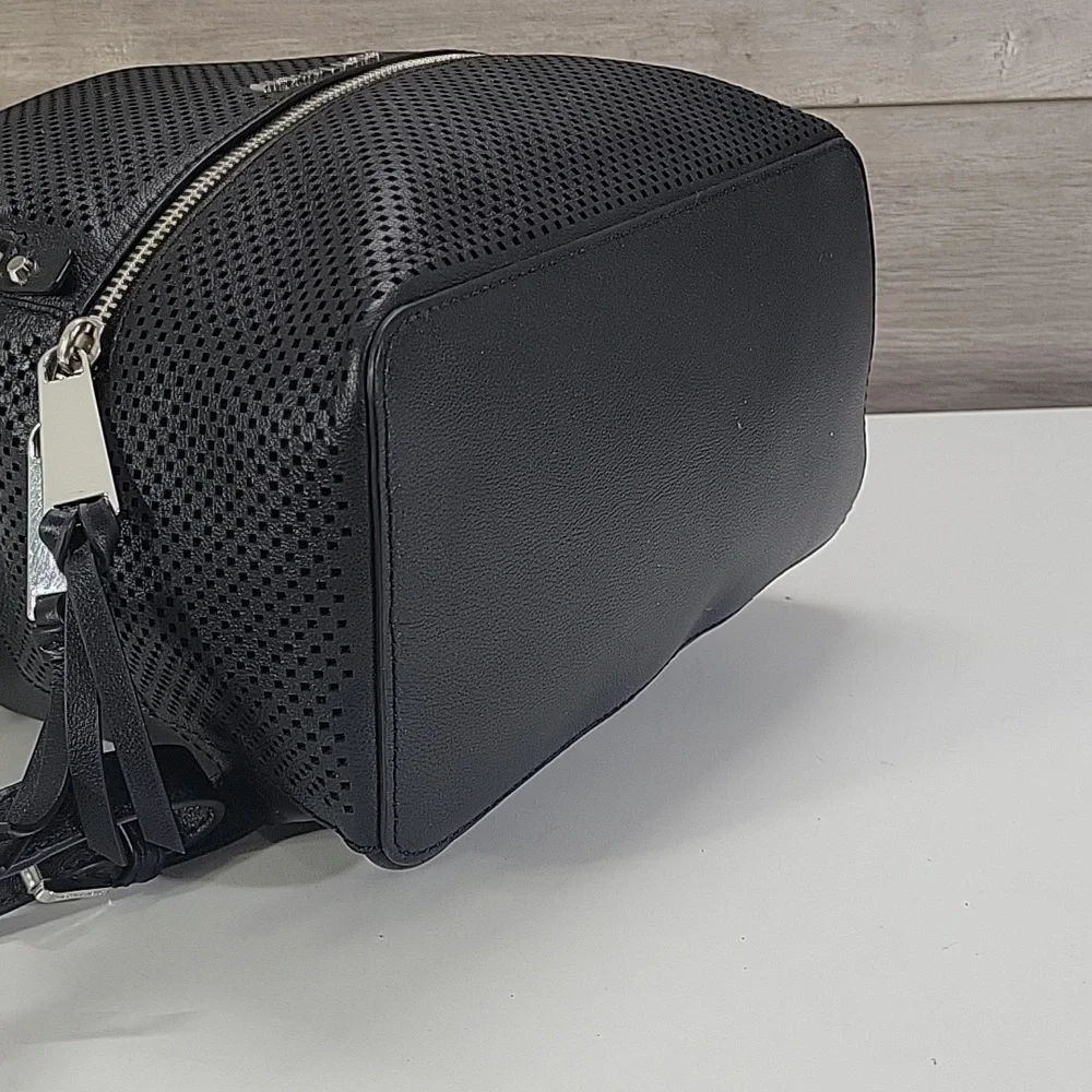 Michael Kors Black Perforated Leather Mini Backpack Bag